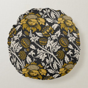 Sierlijk bloempatroon met grote gouden bloemen rond kussen