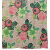  sierlijk cheetah bloemen douchegordijn (Voorkant)