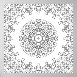 Sierlijk Cirkelvormig Motief Mandala Kleurontwerp  Poster