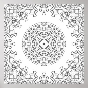 Sierlijk Cirkelvormig Motief Mandala Kleurontwerp Poster