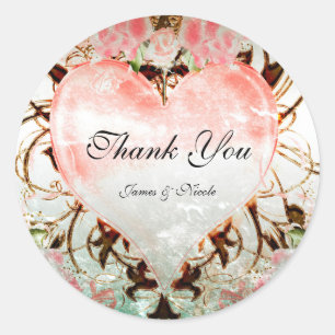 Sierlijk Elegant Bloemig Vintage Hart Favor Ronde Sticker