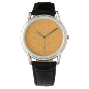 Sierlijk geel mandala geometrisch patroon horloge