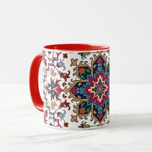 Sierlijk Geometrisch Bloempatroon Mok (Voorkant links)