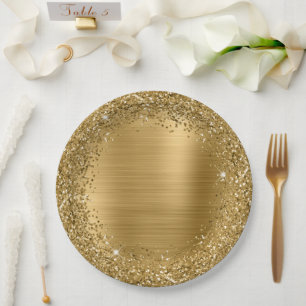 Sierlijk goud glitter en folie meisjesachtige glam papieren bordje