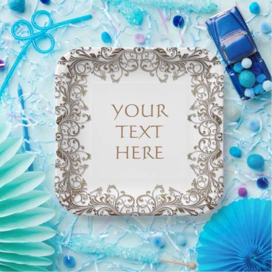 Sierlijk Goud Ontwerp Je Eigen  Papieren Bordje (Feest)