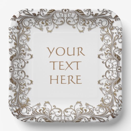 Sierlijk Goud Ontwerp Je Eigen  Papieren Bordje (Voorkant)
