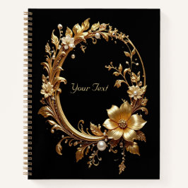 Sierlijk Gouden Bloem Motief Kader Notitieboek