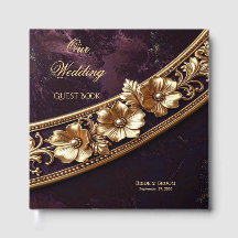 Sierlijk Gouden Bloemengastenboek