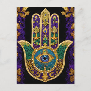 Sierlijk Gouden Derde Oog Hamsa Briefkaart