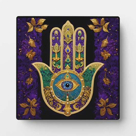 Sierlijk Gouden Derde Oog Hamsa Fotoplaat (Voorkant)