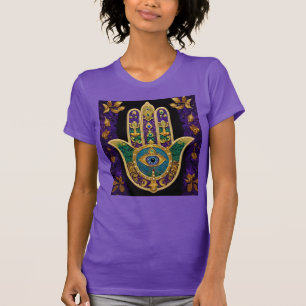 Sierlijk Gouden Derde Oog Hamsa T-shirt
