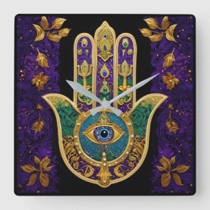 Sierlijk Gouden Derde Oog Hamsa Vierkante Klok