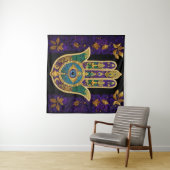 Sierlijk Gouden Derde Oog Hamsa Wandkleed (In Situ (horizontaal))