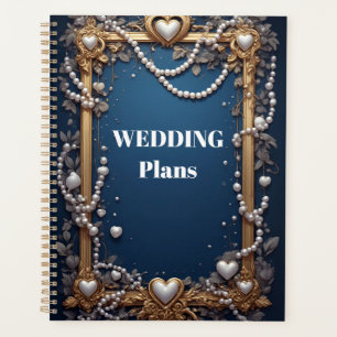 Sierlijk gouden frame met parels en hartaccenten planner