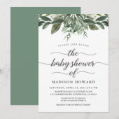 sierlijk groen Baby shower Kaart (Voorkant / Achterkant)