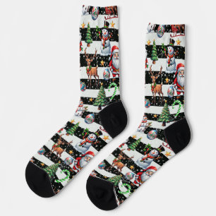 Sierlijk kerststrepenpatroonontwerp sokken