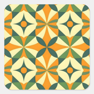Sierlijk naadloos retro patroon vierkante sticker