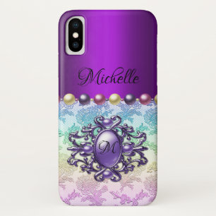 Sierlijk Paars Juweel en Regenboog Kant iPhone X Hoesje