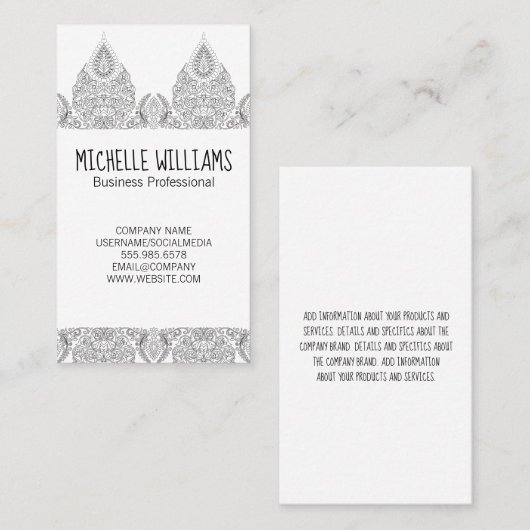 Sierlijk patroon visitekaartje (Voorkant / Achterkant)