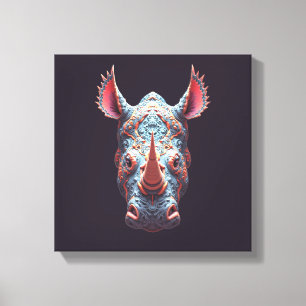 Sierlijk Rhino Portret - Psychedelische Geest Mask Canvas Afdruk