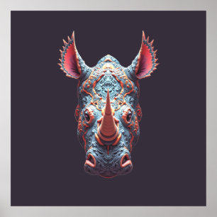 Sierlijk Rhono Portret - Psychedelische Geest Mask Poster
