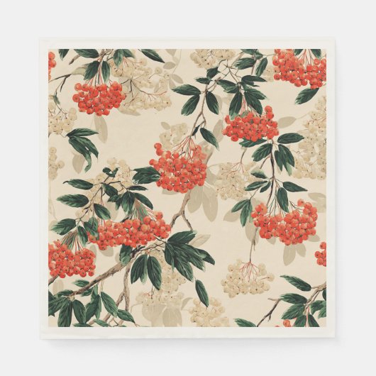 Sierlijk rood-wit bespatroon servet (Voorkant)