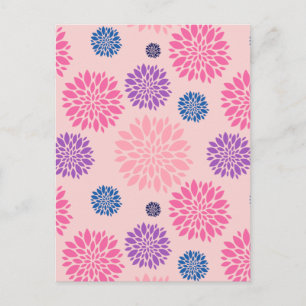 Sierlijk roze paarse en blauwe bloempatroon briefkaart
