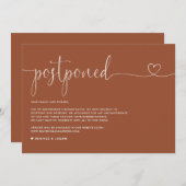 sierlijk script terracotta bruiloft uitstel aankondiging (Voorkant / Achterkant)