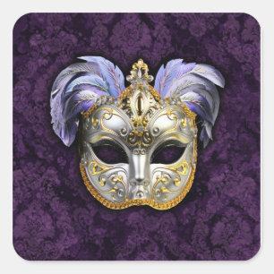 Sierlijk Venetiaans Masker Vierkante Sticker