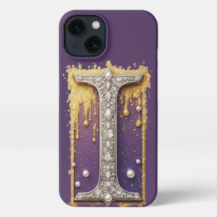 Sierlijk Verguld Monogram ✨ Parel & Diamant Luxe iPhone 13 Hoesje