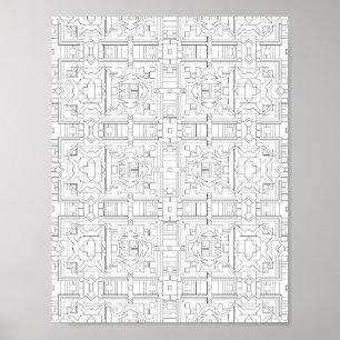 Sierlijk vierkant raster kleurplaat patroonontwerp poster