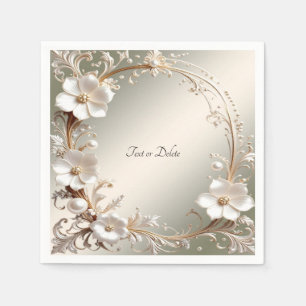 Sierlijk wit bloemenframe servet