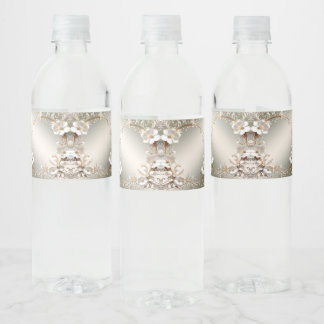 Sierlijk Witte Bloem Waterfles Label Etiket