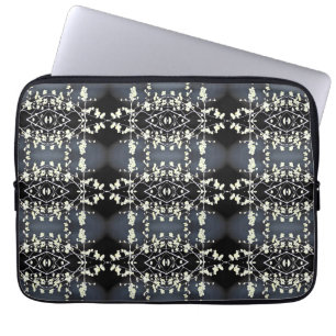Sierlijk zwart-witpatroon laptop sleeve