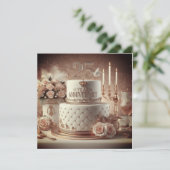 SIERLIJKE 25E BRUILOFT JUBILEUM CAKE KAART (Staand voorkant)