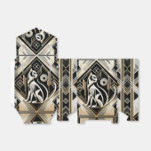 Sierlijke Abstracte Zwarte Kat Kat Favorieten Doos Bedankdoosjes (Uitgevouwen)