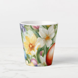 Sierlijke appelbloesem, tulpen en paaseieren latte mok