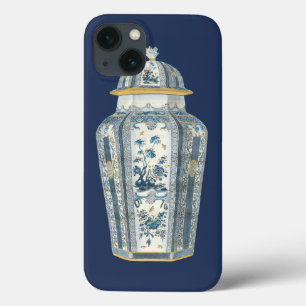 Sierlijke Aziatische Urn in Blauw en Wit iPhone 13 Hoesje