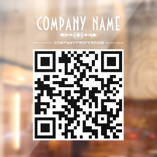 Sierlijke bedrijfsnaam en QR-code Raamsticker