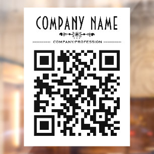 Sierlijke bedrijfsnaam en QR-code Raamsticker