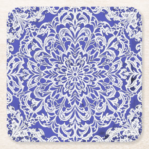 Sierlijke blauwe en witte papieren onderzetters
