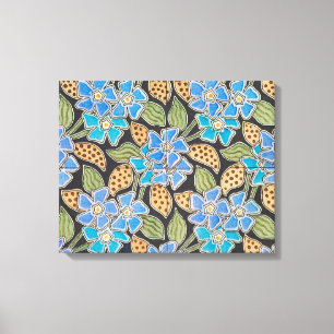 Sierlijke Blauwe Ereprijs Bloemige Klassieke Art N Canvas Afdruk