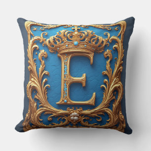 Sierlijke Blauwe Letter E Kussen