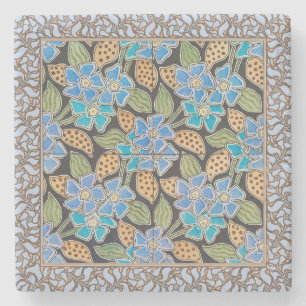 Sierlijke Blauwe Vinca Bloemrijke Klassieke Art No Stenen Onderzetter