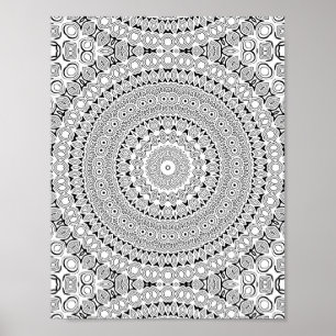 Sierlijke bloembladringen kleurplaat patroonontwer poster