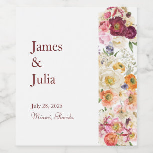 SIERLIJKE BLOEMEN WIJN ETIKET