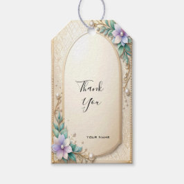 Sierlijke bloemensierlijst met parels cadeaubijslu cadeaulabel