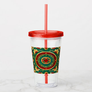 Sierlijke Bloemrijke Vakantie Acryl Tumbler Drinkbeker