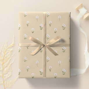 Sierlijke Boho Ditsy Bloemige Cottagecore Neutraal Cadeaupapier