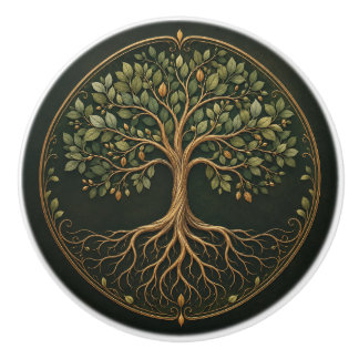 Sierlijke botanische boom, levensboom, trekknop keramische knop
